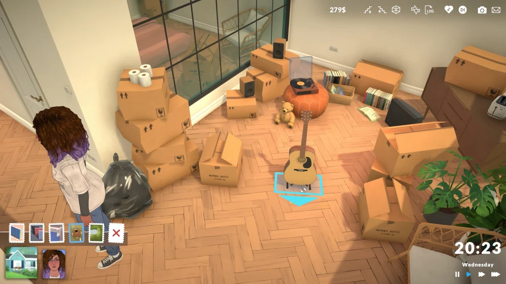 A screenshot of Paralives, featured in a Paralives Early Access Review/Preview, shows the Build Mode with lots of boxes and items spread around a house. 