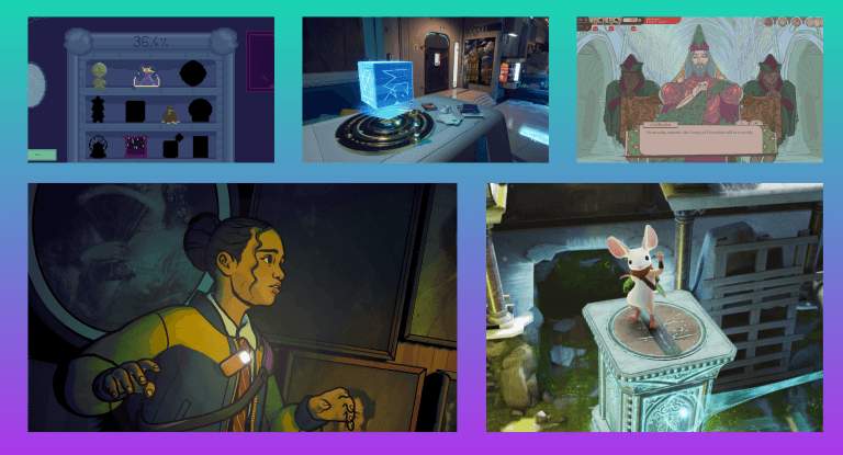 Steam Next Fest June 2026: The Best New Indie Game Demos A graphic with the text: The Punished Backlog - Our Favorite Demos from Steam Next Fest June 2026 for best new indie games with screenshots from Curio Shop, Rivage, Sovereign Tower, Lost in Art, and Moss: The Forgotten Relic.