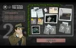 A screenshot from Mini Murder Mysteries, a new indie video game by BUNKWORKS, showing a detective looking at a case board with pinned up evidence for the case HITTING THE MARK.