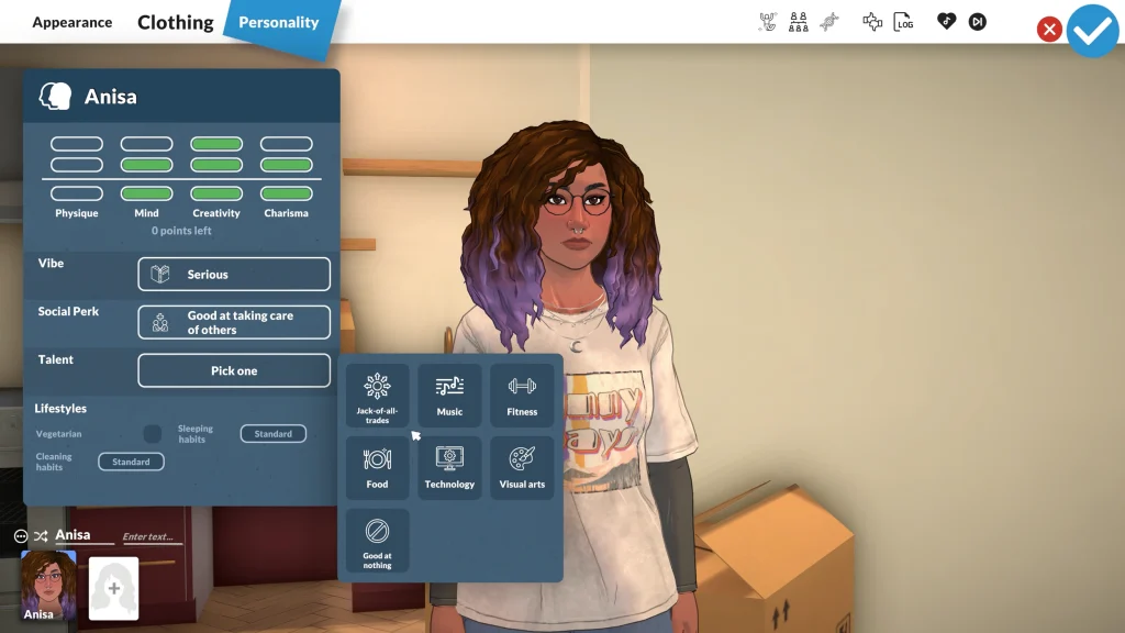 A screenshot of Paralives, featured in a Paralives Early Access Review/Preview, shows the character creator with personality options. 