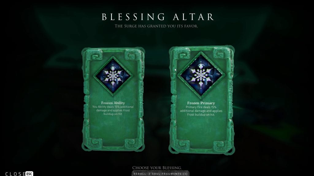 Screenshot of the Blessing Altar from the video game Abyssus