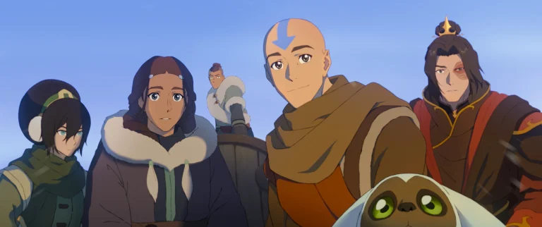 The Team Avatar gang from the trailer for the new Avatar Aang: The Last Airbender in a piece about how the new movie should still have a theatrical release.