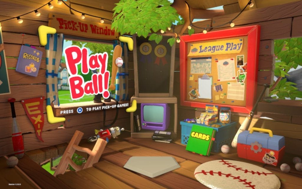 Backyard Baseball 2026 - Review. A screenshot showing the inside of the Clubhouse which serves as a menu.