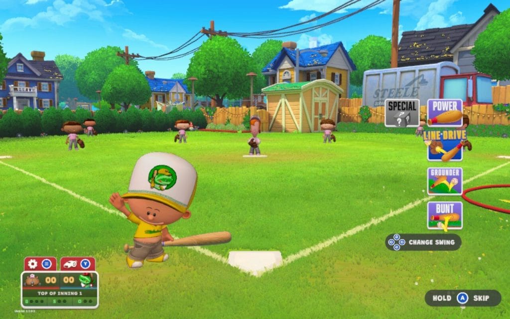 Backyard Baseball 2026 - Review. A screenshot showing Pablo Sanchez at bat.