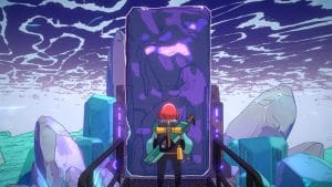 Dungeons of Hinterburg - a screenshot of the main character, a red-haired young woman named Luisa, standing in front of a magical portal. Featured in an op-ed about level design and game design in indie games.