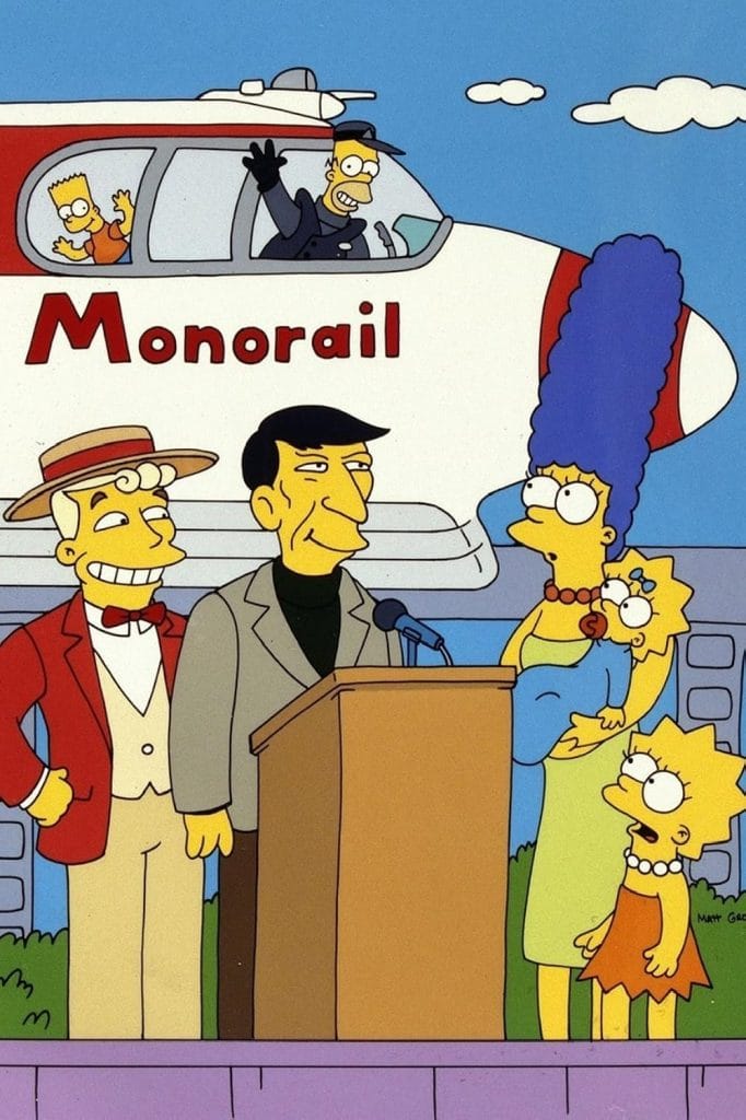 Promotional art from "Marge. vs the Monorail," a 1993 episode of The Simpsons penned by Conan O'Brien