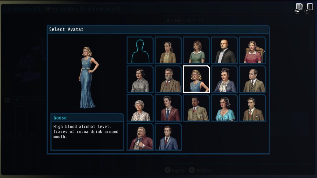 The Incident at Galley House review - photo of various avatars, including a blond woman in a blue gala dress