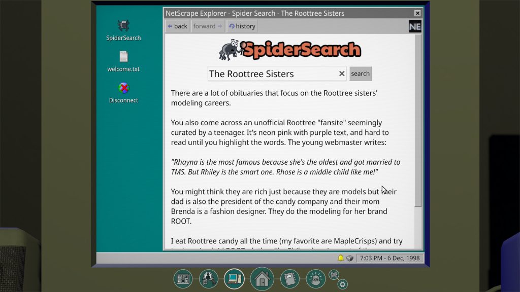 The Roottrees are Dead - photo of a SpiderSearch query for "The Roottree Sisters"