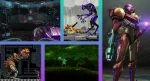 A composite image with screenshots from various Metroid games showing Samus fighting aliens and exploring dark scary spaces. This image is featured in a piece about the Metroid series as a Nintendo Haunted House game franchise at The Punished Backlog, discussing the scary and spooky elements of Metroid.