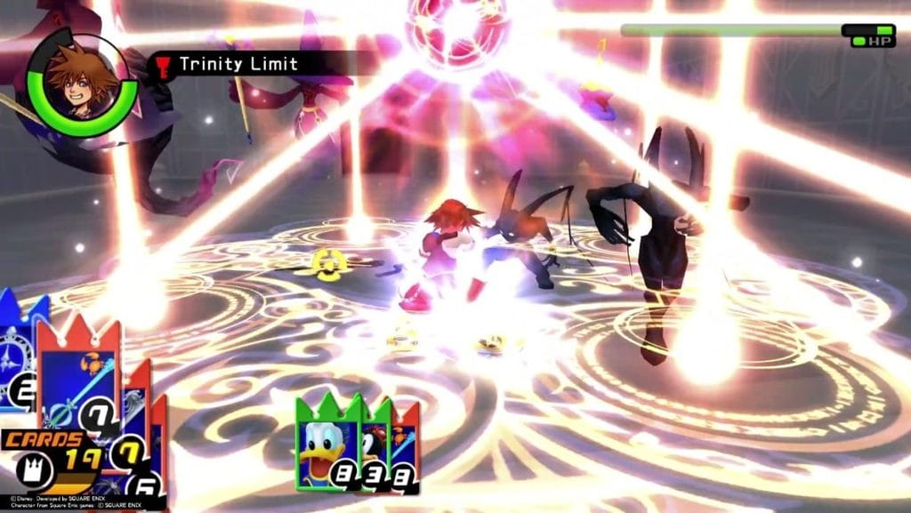 Kingdom Hearts Re: Chain of Memories - Sora fighting heartless with way too many lights and symbols on screen