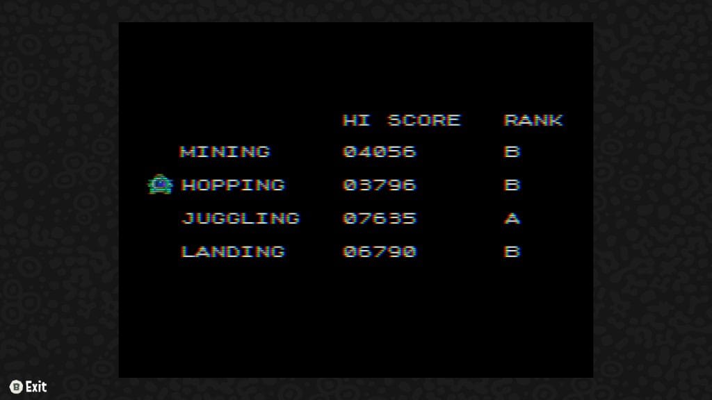 Splatoon Raiders - screenshot of the selection screen from the in-game arcade machine, including a list of high scores and ranks