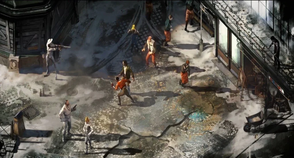A Disco Elysium screenshot showing the tribunal fight as Kim protects HDB. This image is featured in a conversation of a group of gamers reflecting on playing Disco Elysium.
