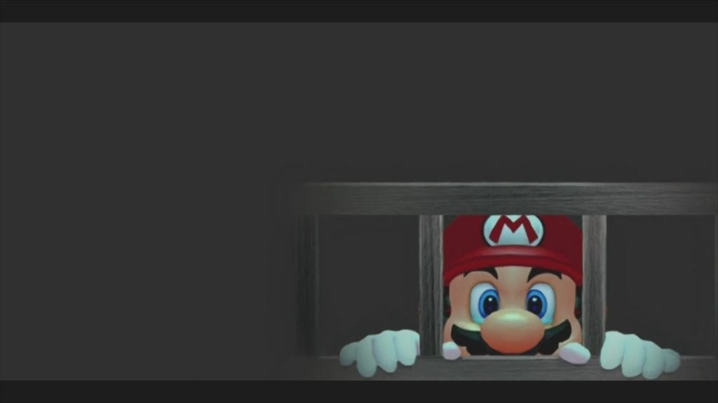 Super Mario Sunshine - Mario behind bars, having been wrongfully jailed for a crime he didn't commit