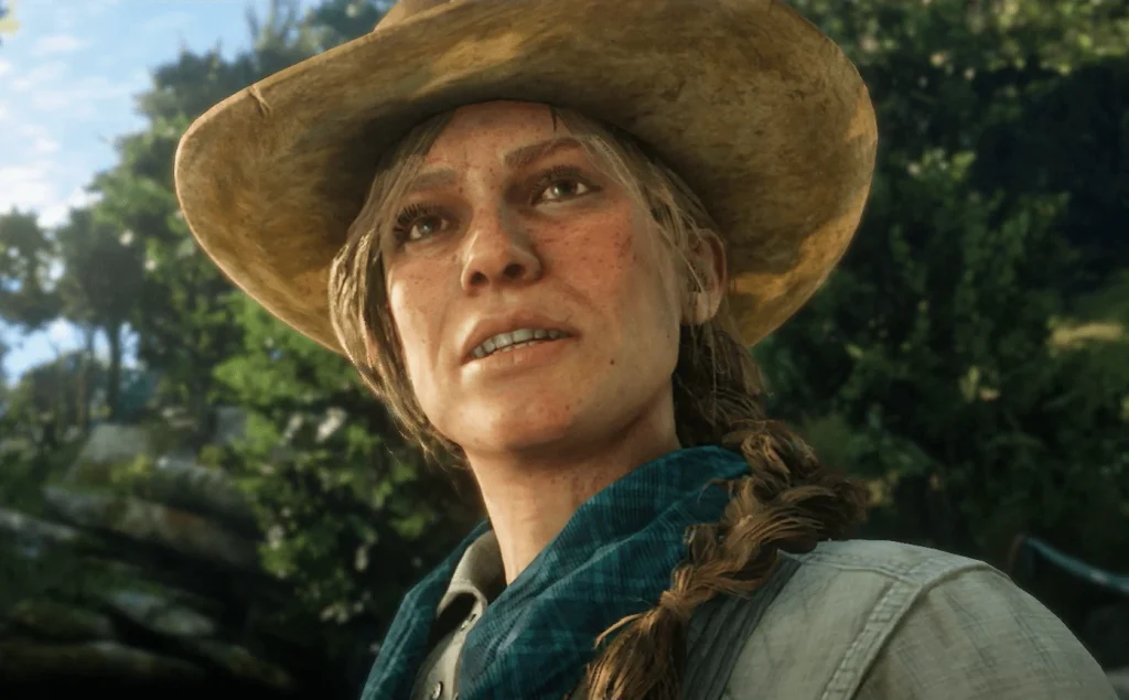Red Dead Redemption 2 - close up of Sadie Adler