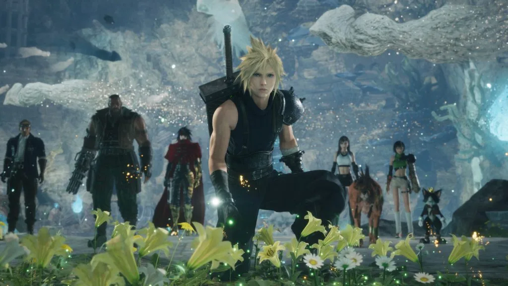 Final Fantasy VII Revelation - screenshot of Cloud and the rest of the party (minus Aerith, sadly)