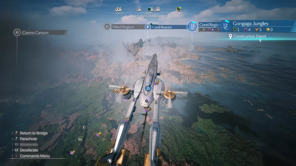 Final Fantasy VII Revelation - screenshot of the Highwind flying over the Gongaga Jungles