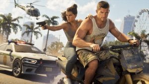 Grand Theft Auto V - photo of Jason and Lucia escaping from the cops via motorbike