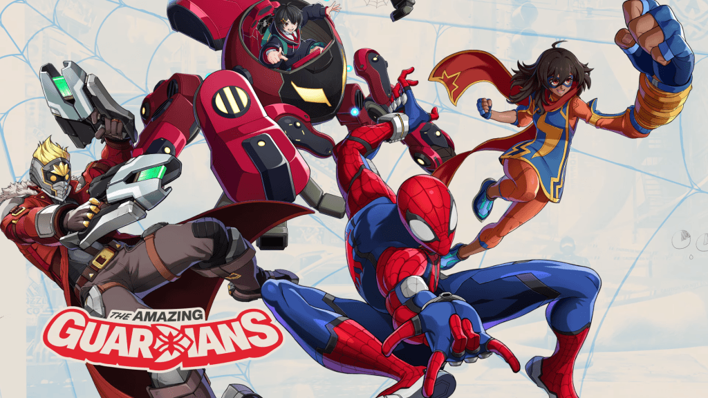 The Amazing Guardians in Marvel Tōkon: Fighting Souls - Spider-Man, Star-Lord, Ms. Marvel, and Peni Parker