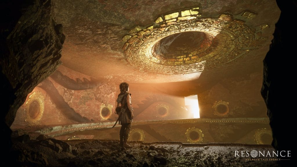 Resonance: A Plague Tale Legacy Review - A screenshot of Sophia, a young woman, exploring a labyrinth maze.