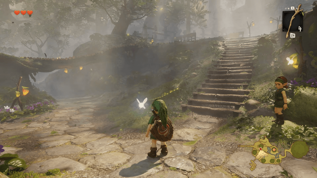 The Legend of Zelda: Ocarina of Time (2026) - screenshot from the upcoming remake of child Link standing in Kokiri Forest