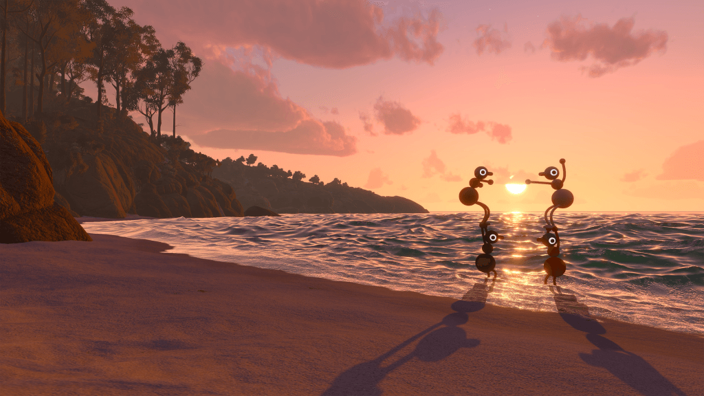 Big Walk - two pairs of players playing chicken in the ocean as the sun is setting