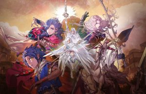 Fire Emblem: Fortune's Weave Key art with no text in a review.