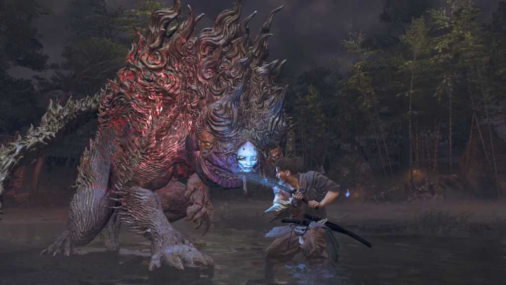 Onimusha: Way of the Sword - All Bosses Ranked List - A screenshot of the Greater Nue, a massive demon. Tips for fighting the Greater Nue. 