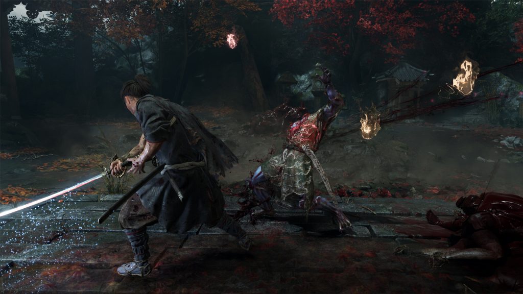 A screenshot of Onimusha: Way of the Sword of Musashi slicing an enemy into two. Featured in a list of Onimusha Way of the Sword: All Boss Battles Ranked, and tips included for fighting bosses. 