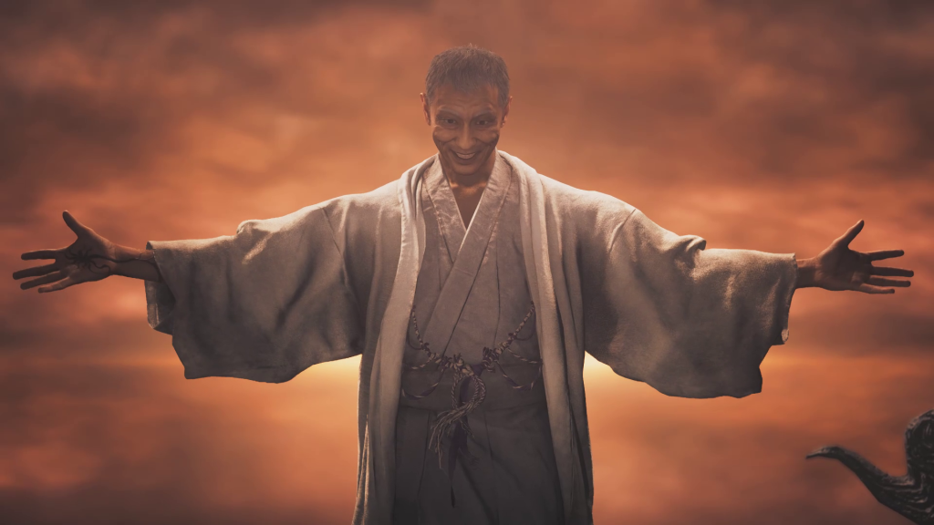 Onimusha: Way of the Sword - All Bosses Ranked List - A screenshot of Minamoto no Yoshitsune smiling at the player. 