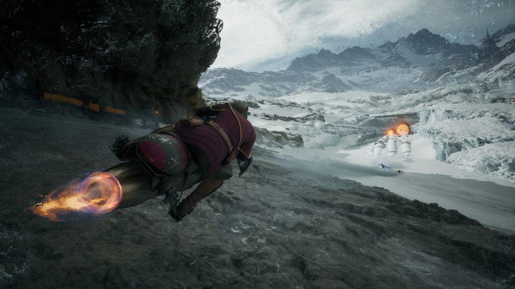 Star Wars: Galactic Racer review - screenshot of a human riding a speeder on a snow planet