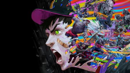 Stupid Never Dies Review - Promotional art showing protagonist Davy looking to the left while yelling, with various monsters filling in the screen to his right