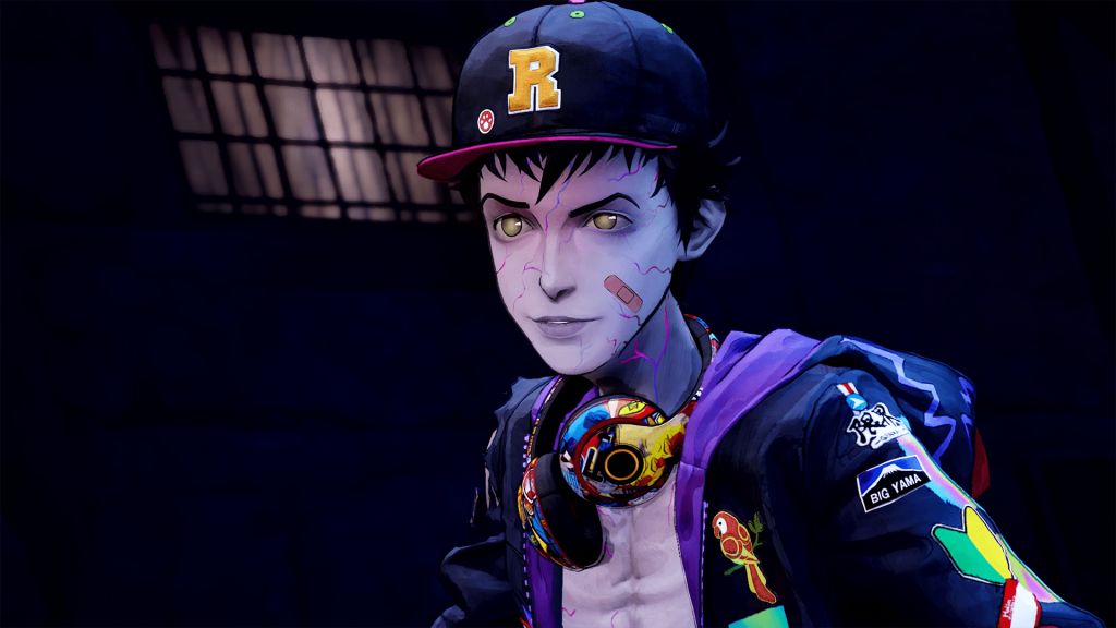 Stupid Never Dies Review - Screenshot of the game's protagonist, Davy, wearing a cap and hoodie with headphones around his neck