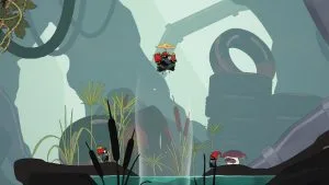 The Merlies Review - screenshot of a group of birds riding an air current as two other birds look up at them. Tires lay scattered in the background.