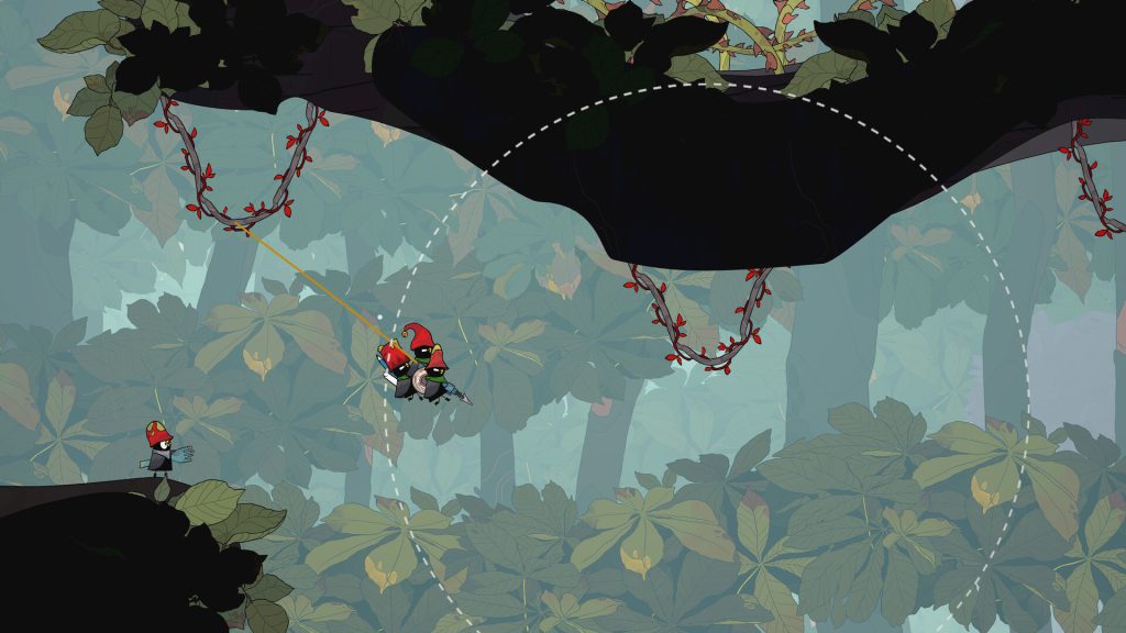 The Merlies Review - screenshot of three birds swinging from a branch while a fourth bird looks on