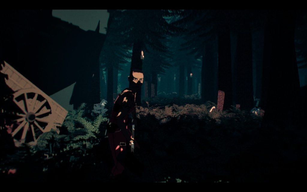 Virtue and a Sledgehammer Review: Pratelle in the forest level, looking out for robots.
